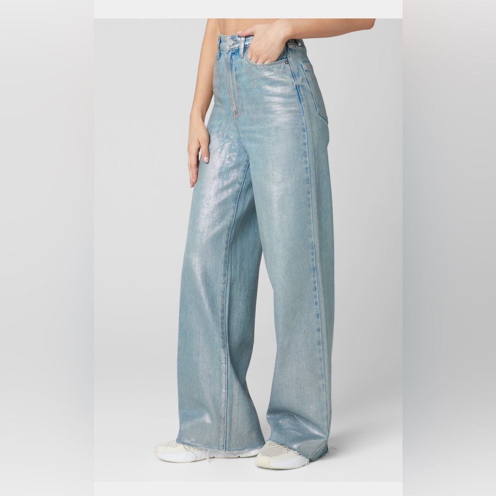 Blank NYC Metallic Wide-Leg Jeans